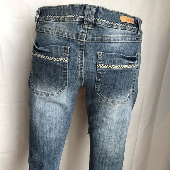 Vintage Bongo distressed denim boho hippie Capri jeans size 11 - Picture 3 of 9